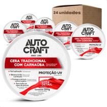 Kit 24 Ceras Tradicional com Carnaúba Autocraft Proteção Uv Pasta 200g