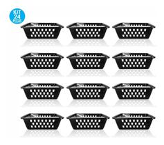 Kit 24 Cesto Multiuso Organizador Pequeno 16x12x6Cm Preto Kit 24 Cesto Multiuso Organizador Pequeno 16x12x6Cm Preto