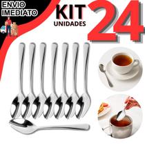Kit 24 Colher De Cha 100 Inox Resistente Para Café Chá Chocolate Quente Qualidade Premium