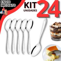 Kit 24 Colher De Sobremesa Em Inox Colheres Resistente 16cm Doces Bolos Mousses Para Restaurante Cozinnha Lanchonete