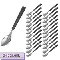 Kit 24 Colher Talheres Mato Grosso com Preto Cabo Plástico