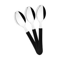 KIT - 24 Colheres de Sopa Leme Com Lâmina em Aço Inox Cabo Preto CPBAG - Tramontina 23183400