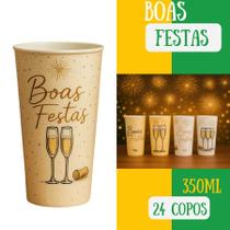Kit 24 Copo Long Drink 350ml Plástico Branco Ano Novo Brinde, Festa, Réveillon, Decoração