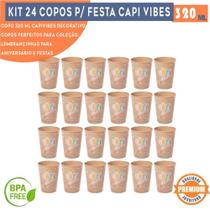 Kit 24 copos capivara vibes 320 ml para lembrancinhas de aniversário colecionável reutilizável resistente - Plasutil