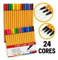 Kit 24 Cores Caneta Ponta Fina Fine Line Canetas Coloridas