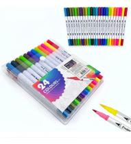 Kit 24 Cores Canetinha Dual Tip Brush Pen Para Lettering Kit 24 Cores Canetinha Dual Tip Brush Pen Para Lettering