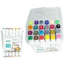 Kit 24 Cores de Canetinhas Ponta Dupla Para Desenhar Pintar