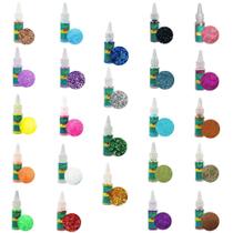 Kit 24 Cores Glitter Bisnaga Pote 15g Com Bico Dosador - Make+ Papelaria Escolar Artesanato Infantil Purpurina Kit 24 Cores Glitter Bisnaga Pote 15g Com Bico Dosador - Make+ Papelaria Escolar Artesanato Infantil Purpurina
