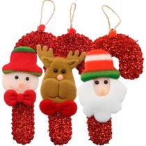 Kit 24 Enfeite Pendente De Natal Tecido 16cm Bengalas Kit 24 Enfeite Pendente De Natal Tecido 16cm Bengalas