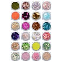 Kit 24 Enfeites Multicolor Para Decorações De Unhas Glitter Encapsulamento