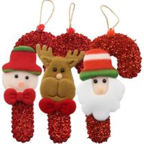 Kit 24 Enfeites Pendentes De Natal Tecido 16cm Bengalas