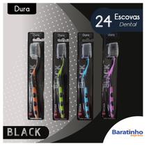 Kit 24 Escova Dental Black Dupla Ação C/ Limpador De Língua - Segma