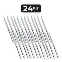 Kit 24 faca de churrasco inox acabamento brilho - linha pallas