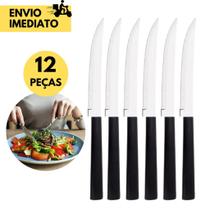 Kit 24 Facas de Churrasco com Cabo Preto de Serrinha Inox Faca de Mesa Churrasco, Almoço Restaurante Kit 24 Facas de Churrasco com Cabo Preto de Serrinha Inox Faca de Mesa Churrasco, Almoço Restaurante
