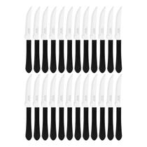 Kit 24 Facas de Mesa Churrasco Tramontina Leme Inox Cabo Preto