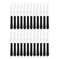 Kit 24 Facas Mesa Churrasco Tramontina Leme Inox Cabo Preto
