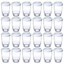 Kit 24 Farinheiras Porta Temperos Queijeira 350ml Ou com Tampa Plástico Transparente
