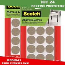 Kit 24 Feltro Protetor Para 6 Cadeira Anti Risco Anti Ruído - Scotch 3M