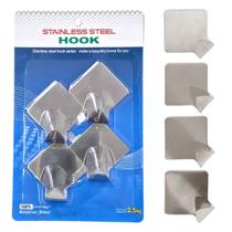 KIT 24 Ganchos Multiuso Aço Inox Gancho De Parede Auto Adesivo Suporta Até 2.5kg Discreto 3,5x3,5cm