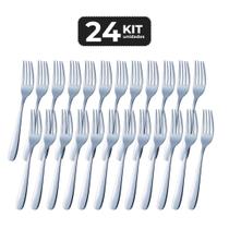Kit 24 garfo de sobremesa inox acabamento brilho - linha pallas