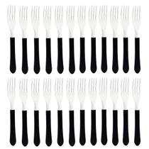 Kit 24 Garfos De Mesa Jantar Leme Tramontina Aço Inox Cabo Preto