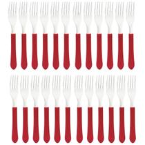 Kit 24 Garfos De Mesa Jantar Leme Tramontina Aço Inox Cabo Vermelho Kit 24 Garfos De Mesa Jantar Leme Tramontina Aço Inox Cabo Vermelho