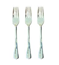 Kit 24 Garfos Descartáveis De Luxo Em Plástico Prata 18cm