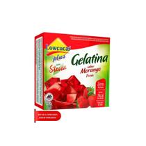 Kit 24 gelatina c/ stevia morango sem acucar nao contem gluten baixo teor de sodio lowcucar 10g