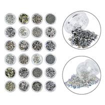 Kit 24 Glitter Decoração Encapsulamento Unhas Nail Art Prata Kit 24 Glitter Decoração Encapsulamento Unhas Nail Art Prata