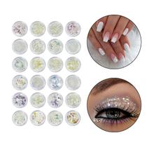 Kit 24 Glitter Decoração Unhas Nail Art Maquiagem Branco