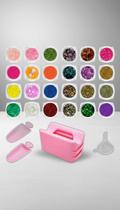Kit 24 Glitters Variados com Coletor e Funil Kit 24 Glitters Variados com Coletor e Funil