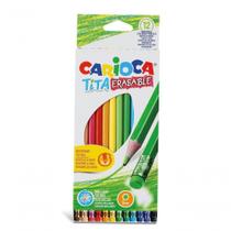 Kit 24 Lápis de Cor Apagável com Borracha Integrada para Uso Escolar e Criativo