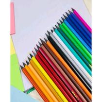 Kit 24 lápis de cor sextavado eco material escolar