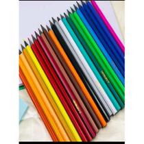 Kit 24 lápis de cor sextavado eco uso escolar