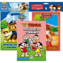 Kit 24 Livrinhos História Atividade Turma da Monica Contos Clássicos Patrulha Canina