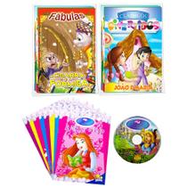 Kit 24 Livrinhos Infantil Histórias Historinhas Contos Clássicos Fadas Princesas Fábulas
