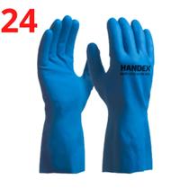 Kit 24 luva hand látex silver azul handex c.a 47063
