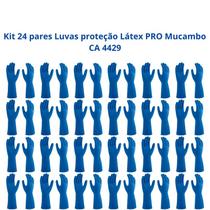 Kit 24 Luvas Proteção Látex Azul PRO S 137 Mucambo CA 4429