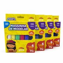 Kit 24 Massinhas de Modelar 6 Cores Infantil 90g Escolar