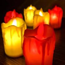 Kit 24 Mini Vela Artificial Led Decorativa Eletrônica Bege