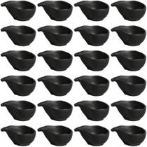 Kit 24 Molheiras 8x6cm Preto 40ml Cerâmica Porto Brasil Buffet Restaurante Oval Orgânico