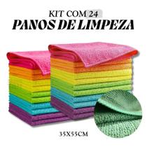 Kit 24 Panos de Microfibra Mágico 35x55cm Grande Macio Lustrar Brilho Geral