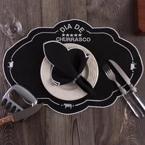 Kit 24 Pçs 12 Lugares Mesa Posta Sousplat Jogo Americano Churrasco Bordado