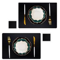 Kit 24 Pçs Jogo Americano Mesa Jantar Sala Restaurante couro