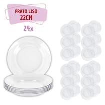 Kit 24 pçs Pratos de Vidro Transparente Buffet Fundos 22cm Kit 24 pçs Pratos de Vidro Transparente Buffet Fundos 22cm
