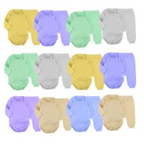 Kit 24 Pçs Roupa De Bebe Body Manga Longa E Mijão Sem Pé