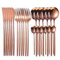 Kit 24 Peças Aço Inoxidável 416 Jogo De Talheres Ouro Rosa