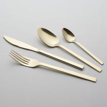 Kit 24 peças faqueiro home&co savana inox dourado