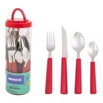 Kit 24 Peças Faqueiro Talheres Inox Riviera Brinox Vermelho Kit 24 Peças Faqueiro Talheres Inox Riviera Brinox Vermelho