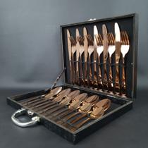Kit 24 Peças Jogo De Talheres Aço Inoxidável C/ Maleta
